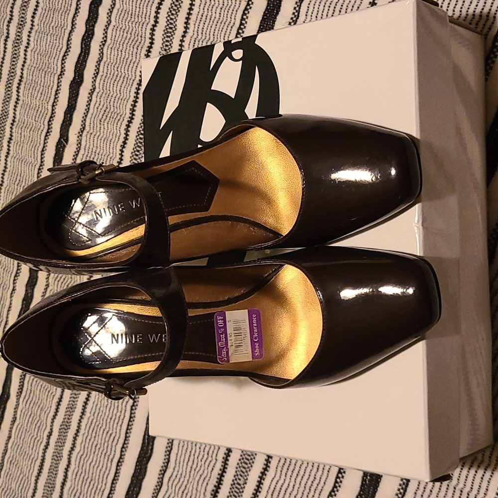 Brown patent leather